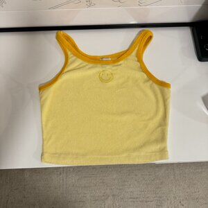Princess Polly Yellow Smiley Face Crop Top Size S
